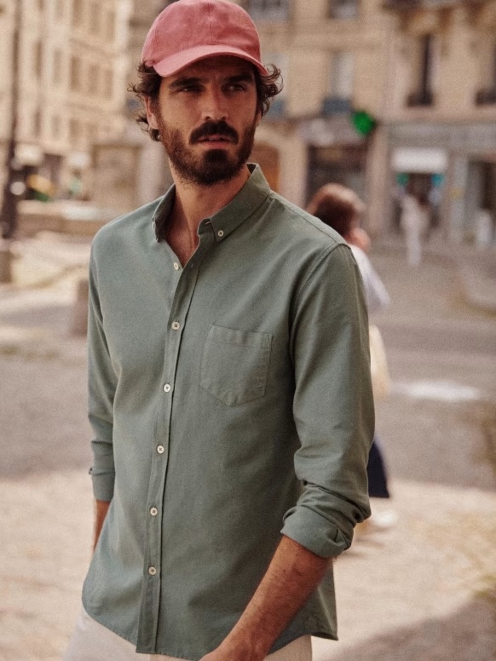 Sezane Octobre Editions Charlie men’s green buttondown shirt L